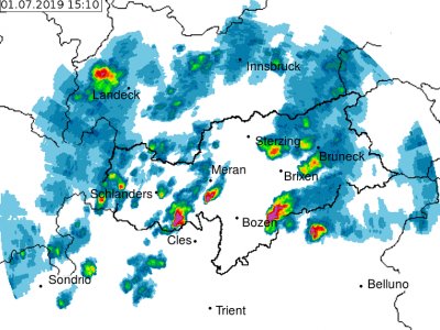 Radar meteo nell’area Dolomiti Live